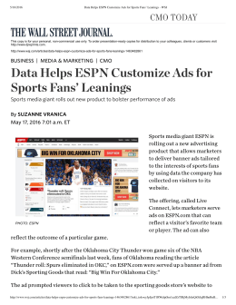 Data Helps ESPN Customize Ads for Sports Fans