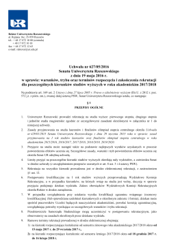 Uchwała nr 627/05/2016 Senatu Uniwersytetu Rzeszowskiego z
