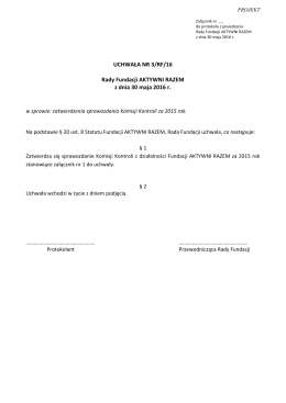 Uchwała nr 3- sprawozdanie Komisji Kontroli za 2015