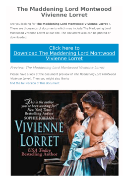 The Maddening Lord Montwood Vivienne Lorret |