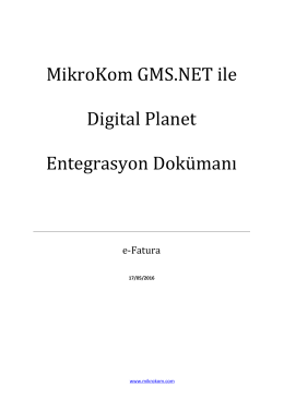 e-Fatura Digital Planet Entegre Dokümanı