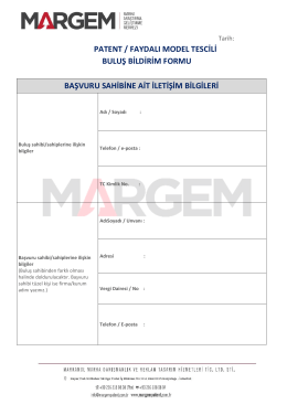 Buluş Bildirim Formu - margem marka & patent ofisi
