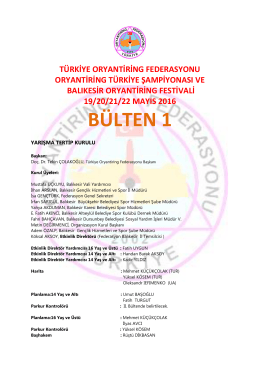 bülten 1 - Türkiye Oryantiring Federasyonu
