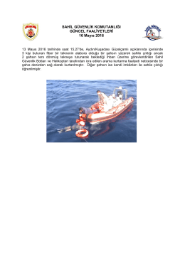 13 Mayıs 2016 - Sahil Güvenlik Komutanlığı