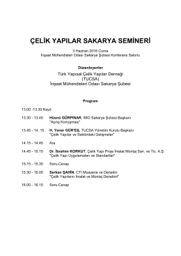 Sakarya Semineri Programı - Türk Yapısal Çelik Derneği