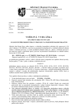 veřejná vyhláška - Městský úřad, Kutná Hora