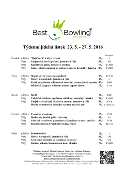 Týdenní menu - Best Bowling Praha
