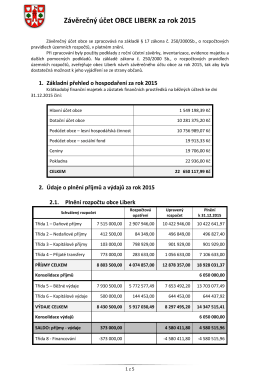 Závěrečný účet OBCE LIBERK za rok 2015