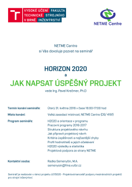 HORIZON 2020 a jak napsat úspěšný projekt