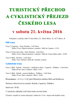 Turistický přechod a cyklistický přejezd Českého lesa v sobotu 21