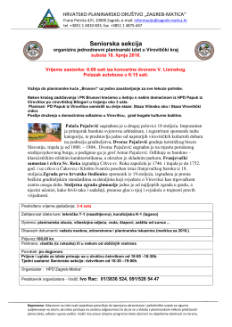 Program izleta - HPD Zagreb