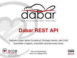 Dabar REST API - Srce - Sveučilište u Zagrebu