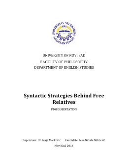 Syntactic Strategies Behind Free Relatives