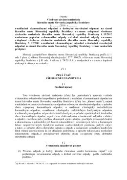 /Návrh/ Všeobecne záväzné nariadenie hlavného mesta Slovenskej