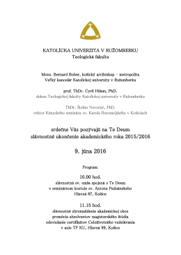 9. júna 2016 - Katolícka univerzita v Ružomberku