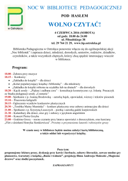 program imprezy - Biblioteka Pedagogiczna w Ostrołęce