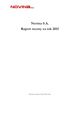 Novina SA Raport roczny za rok 2015