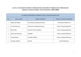 Lista członków Zespołu - Ministerstwo Rodziny, Pracy i Polityki