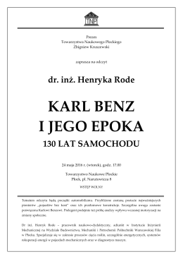 karl benz i jego epoka - Towarzystwo Naukowe Płockie