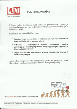 Polityka jakości - Producent opakowań kartonowych