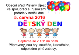 Pozvánka na dětský den v Pleteném Újezdu