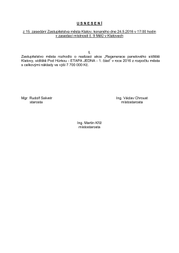 Usnesení z 15. zasedání Zastupitelstva města Klatov ze dne 24. 05
