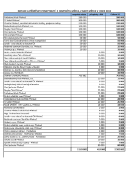 dotace a příspěvky poskytnuté z rozpočtu města, z rady města v roce