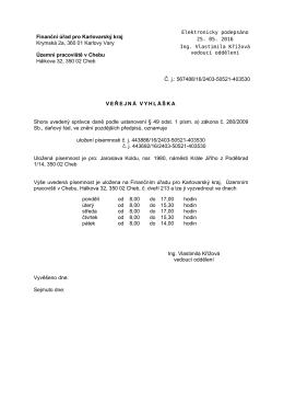 Veřejná vyhláška - 176c, Finanční úřad pro Karlovarský kraj