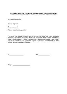 Čestné prohlášení o zdravotní způsobilosti PDF