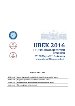 UBEK2016 - I. Ulusal Biyoloji Eğitimi Kongresi
