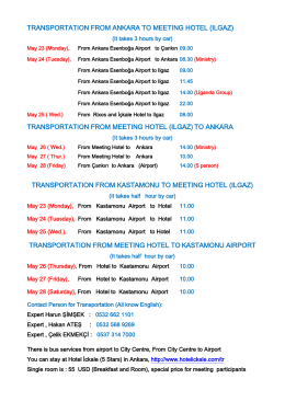 transportation hours from airports (ankara and kastamonu) to hotel