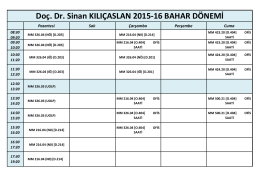 Doç. Dr. Sinan KILIÇASLAN 2015