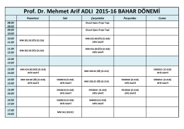 Prof. Dr. Mehmet Arif ADLI 2015