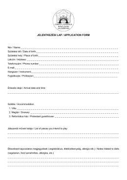 jelentkezési lap / application form