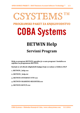BETWIN Help - COBA Systems,programi za knjigovodstvo