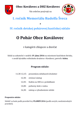 Pozvánka na 1. ročník Memoriálu Rudolfa Šveca, ktorý