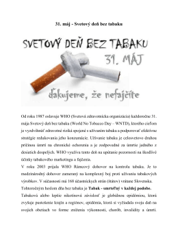 31. máj - Svetový deň bez tabaku