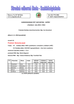 HARMONOGRAM ÚFIČ MATURITNEJ SKÚŠKY v školskom roku