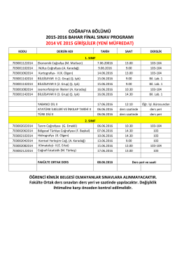 coğrafya bölümü 2015-2016 bahar final sınav programı 2014 ve