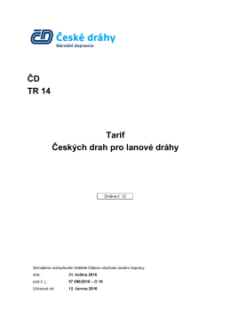 Tarif Českých drah pro lanové dráhy (TR 14)