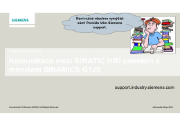 Komunikace mezi SIMATIC HMI panelem a měničem