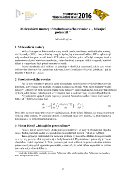 Molekulárnı motory: Smoluchowského rovnice a ” blikajıcı potenci ál “