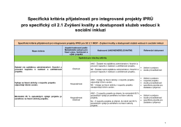 Kritéria hodnocení pro integrované projekty IPRÚ SC 2.1 [PDF
