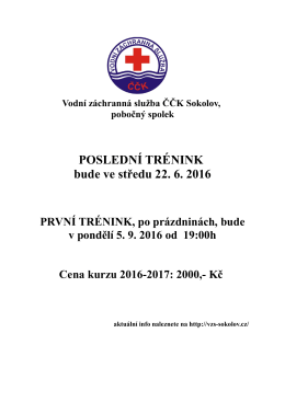 Poslední trénik 2015 -2016 - Vodní záchranná služba ČČK Sokolov