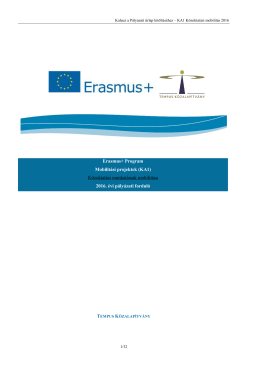 Kalauz a Pályázati Űrlap Kitöltéséhez Erasmus+ Program Mobilitási