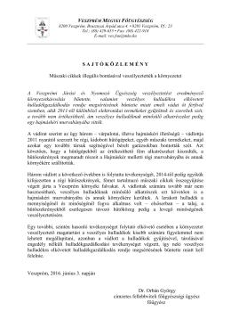 A Veszprém Megyei Főügyészség sajtóközleménye