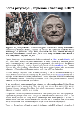 Soros przyznaje: „Popieram i finansuję KOD”!