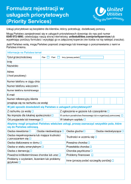 Formularz rejestracji w usługach priorytetowych