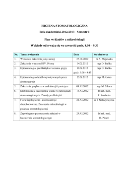 HIGIENA STOMATOLOGICZNA Rok akademicki 2012/2013