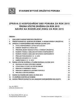 Zpráva o hospodaření SBD Poruba za rok 2015